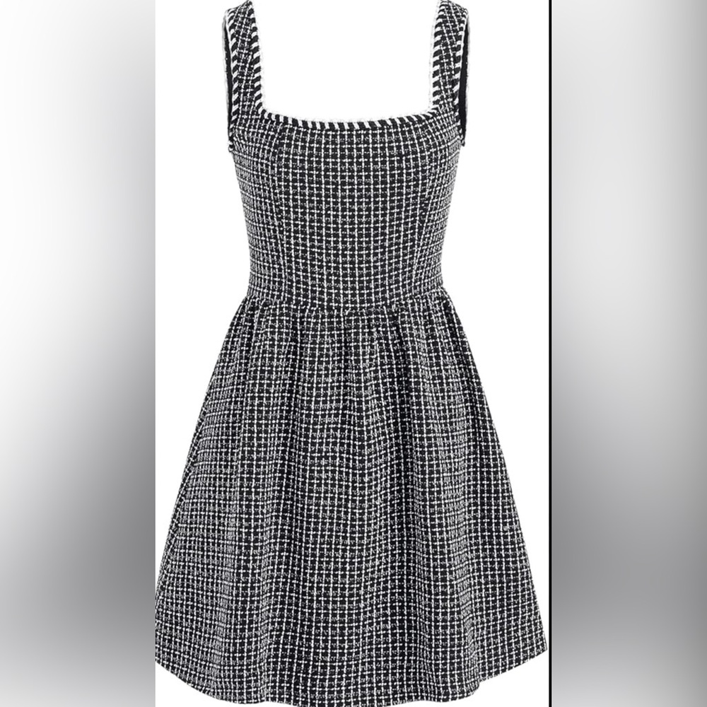 Cider Monochrome Houndstooth Mini Dress